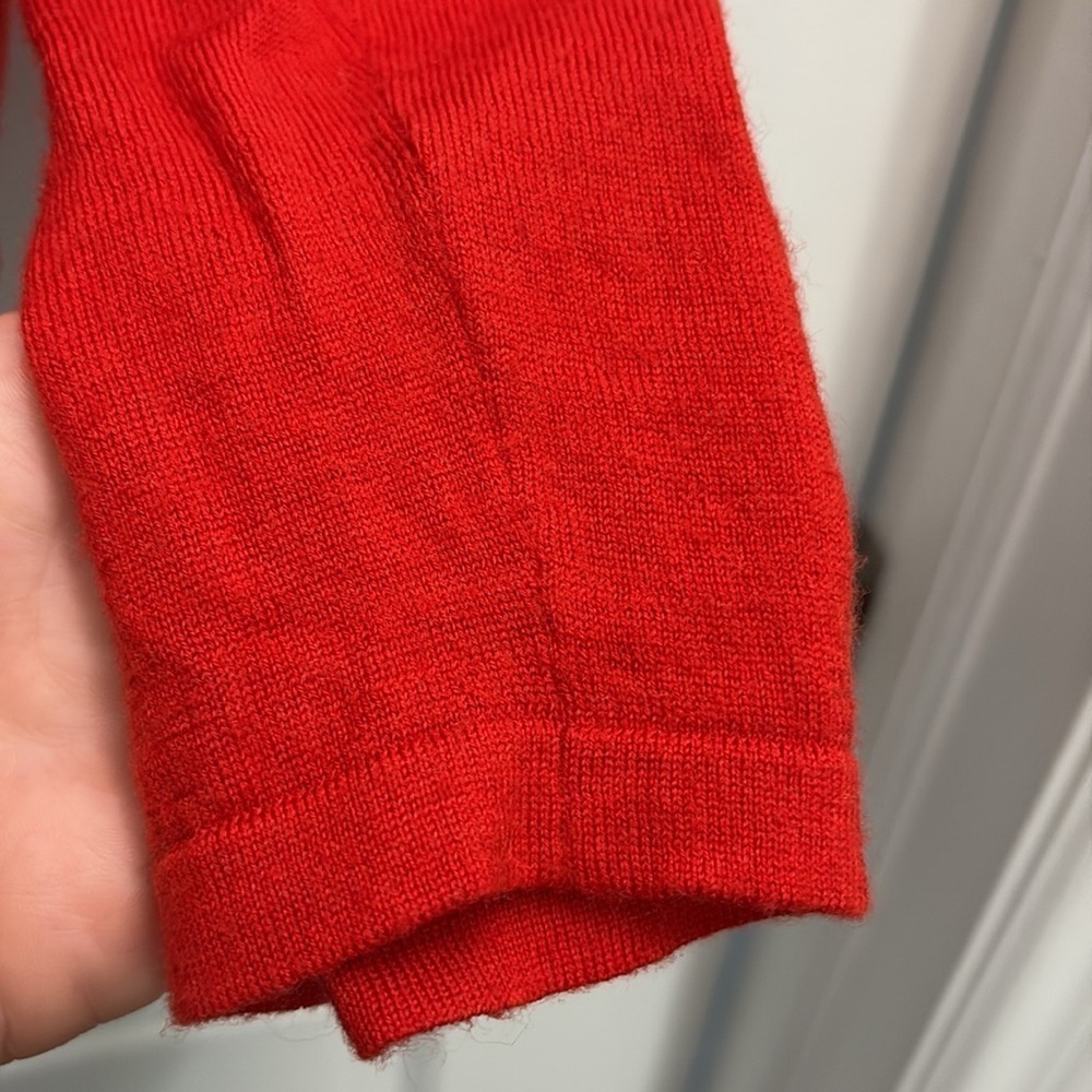 Eileen Fisher 100% Merino Wool Red Cowl Neck Sweater Top Size Large - Picture 8 of 10